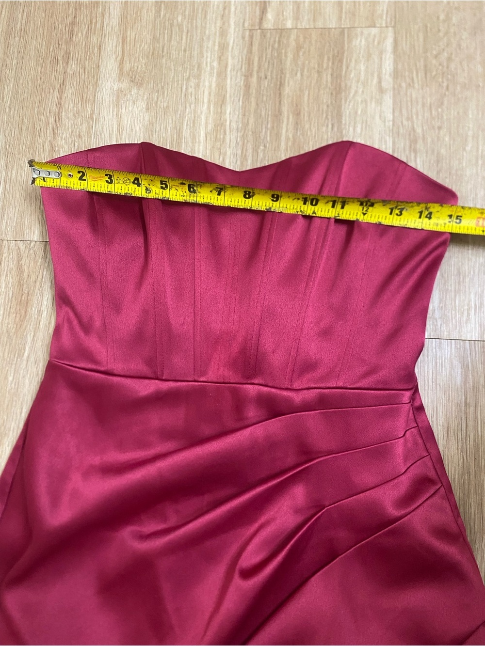 Tia Dorraine Strapless Satin Sweetheart Mini Dress in Burgundy - Picture 8 of 8